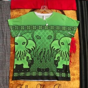 SUBLIVIE-women’s green/black short sleeve graphic print tee-shirt